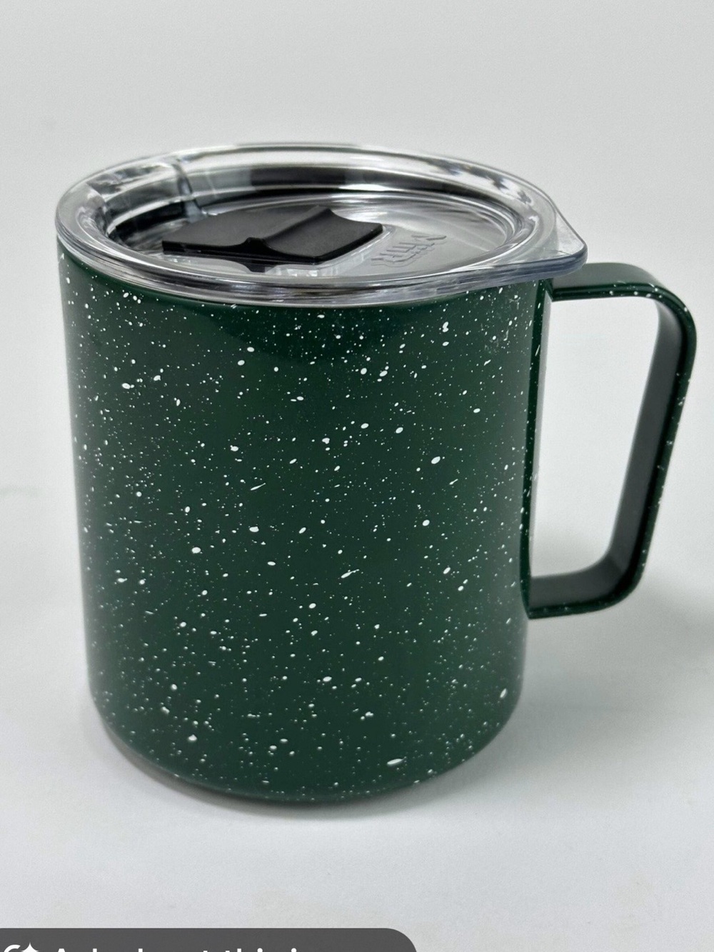#3282**Starbucks Dark Green Speckled Travel Mug with Clear Lid